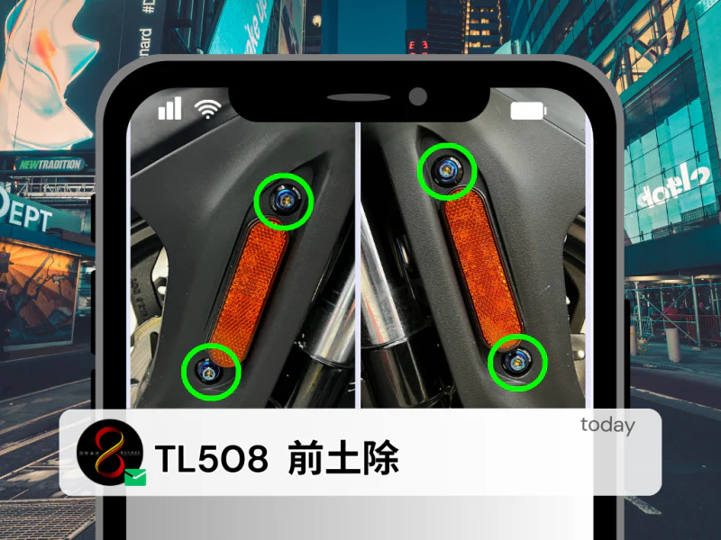 SYM TL508 前土除固定「白鐵原色」螺絲+馬桶蓋墊片組(4螺4墊)