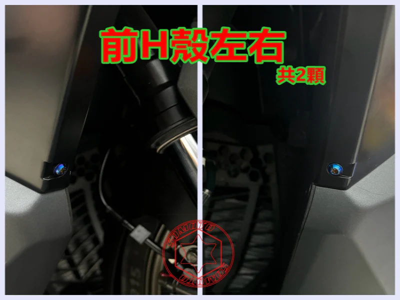 SYM Maxsym TL508 前H殼/車頭H版左右固定「白鐵原色」螺絲組(2顆)