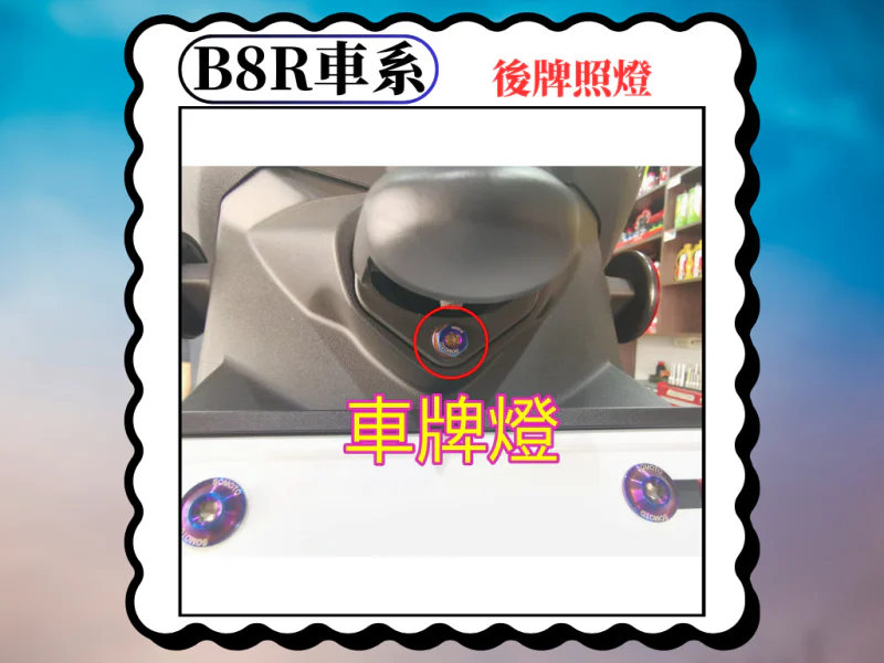 B8R 車系專用 後牌照燈/車牌燈 UFO 鍍燒鈦螺絲(1顆)