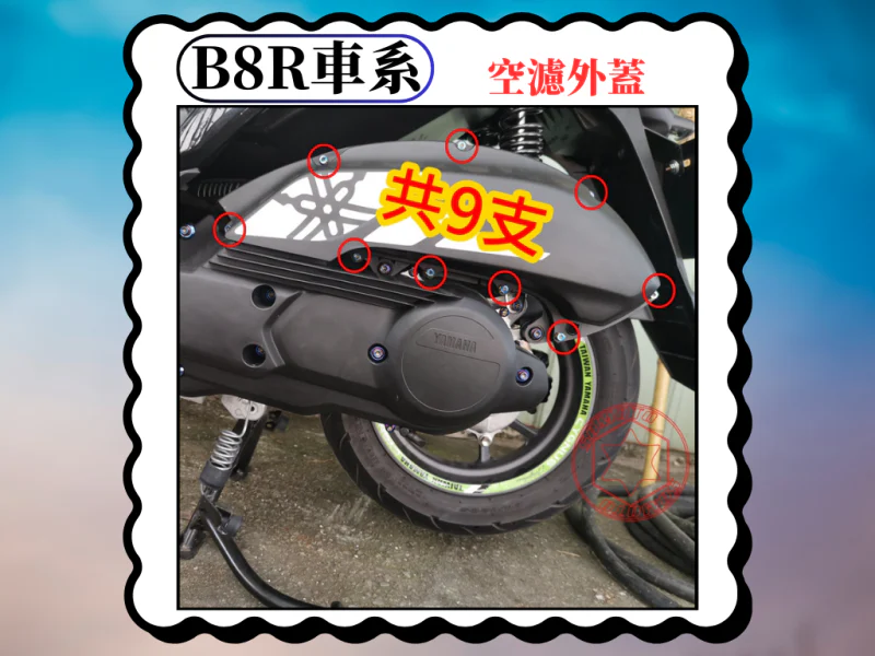 B8R 車系專用 空濾外蓋/空氣濾清器白鐵螺絲組(9顆)